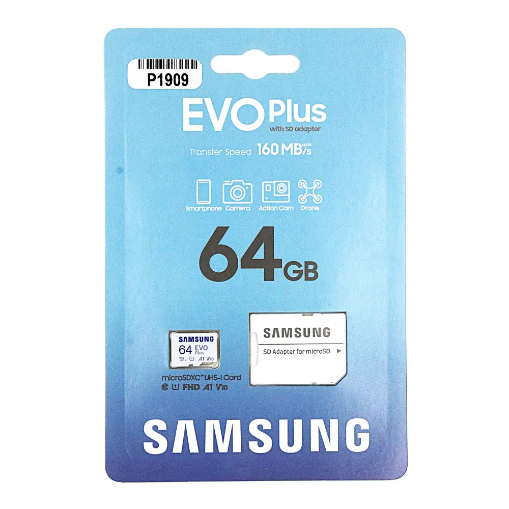 Samsung Micro SD Card 64GB Evo Plus v10 With Adapter For DSLR Camera CCTV Camera and Smart Phone